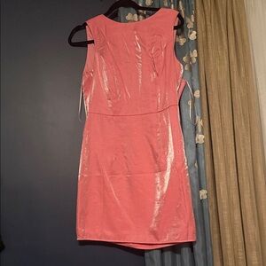 Sleeveless Pink Sheen Shift Dress